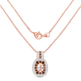 18K Rose Gold Plate 1.50 Carat Genuine Morganite Smoky Quartz & White Zircon .925 Silver Pendant