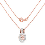 18K Rose Gold Plate 0.95 Carat Genuine Morganite Smoky Quartz & White Zircon .925 Silver Pendant