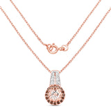 18K Rose Gold Plate 1.29 Carat Genuine Morganite Smoky Quartz & White Zircon .925 Silver Pendant
