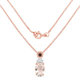 18K Rose Gold Plate 0.75 ct. Genuine Morganite Smoky Quartz & White Zircon .925 Silver Pendant