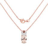 18K Rose Gold Plate 0.75 carat Genuine Morganite Smoky Quartz & White Zircon .925 Silver Pendant