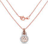 18K Rose Gold Plate 1.34 Carat Genuine Morganite Smoky Quartz & White Zircon .925 Silver Pendant