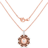 18K Rose Gold Plate 1.61 Carat Genuine Morganite Smoky Quartz & White Zircon .925 Silver Pendant