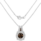 2.02 Carat Genuine Smoky Quartz and White Topaz .925 Sterling Silver Pendant