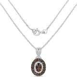 0.86 Carat Genuine Smoky Quartz and White Topaz .925 Sterling Silver Pendant