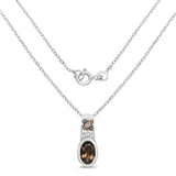 0.50 Carat Genuine Smoky Quartz and White Topaz .925 Sterling Silver Pendant