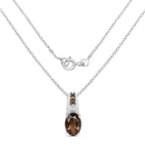 0.75 Carat Genuine Smoky Quartz and White Topaz .925 Sterling Silver Pendant