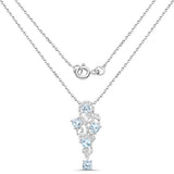 3.12 Carat Genuine Blue Topaz and White Diamond .925 Sterling Silver Pendant
