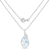 2.26 Carat Genuine Blue Topaz and White Diamond .925 Sterling Silver Pendant