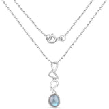 3.29 Carat Genuine Labradorite And White Topaz .925 Sterling Silver Pendant