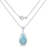 4.91 Carat Genuine Blue Topaz And Milky Aquamarine .925 Sterling Silver Pendant
