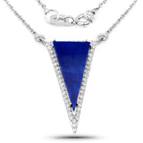 7.26 Carat Genuine Lapis And White Topaz .925 Sterling Silver Pendant