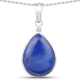 9.72 Carat Genuine Lapis And White Topaz .925 Sterling Silver Pendant