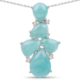 11.23 Carat Genuine Amazonite And White Topaz .925 Sterling Silver Pendant
