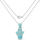 11.23 Carat Genuine Amazonite And White Topaz .925 Sterling Silver Pendant