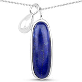 7.04 Carat Genuine Lapis .925 Sterling Silver Pendant