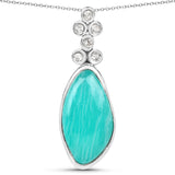 6.98 Carat Genuine Amazonite And White Topaz .925 Sterling Silver Pendant