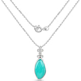 6.98 Carat Genuine Amazonite And White Topaz .925 Sterling Silver Pendant