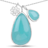 14.39 Carat Genuine Amazonite .925 Sterling Silver Pendant