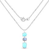 5.63 Carat Genuine Turquoise And Labradorite .925 Sterling Silver Pendant