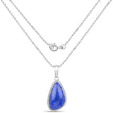 7.72 Carat Genuine Lapis And White Topaz .925 Sterling Silver Pendant