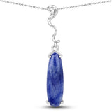 4.43 Carat Genuine Blue Aventurine And White Topaz .925 Sterling Silver Pendant
