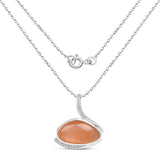6.56 Carat Genuine Peach Moonstone And White Topaz .925 Sterling Silver Pendant