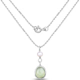 5.46 Carat Genuine Pearl And Prehnite .925 Sterling Silver Pendant