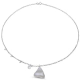 9.76 Carat Genuine Grey Moonstone And White Topaz .925 Sterling Silver Pendant