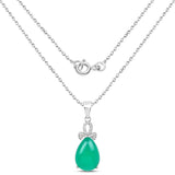 4.34 Carat Genuine Green Onyx And White Topaz .925 Sterling Silver Pendant