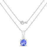 0.59 Carat Genuine Tanzanite and White Topaz .925 Sterling Silver Pendant