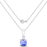 0.99 Carat Genuine Tanzanite and White Topaz .925 Sterling Silver Pendant