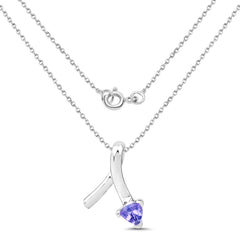 0.75 carat Genuine Tanzanite .925 Sterling Silver Pendant