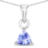 0.43 carat Genuine Tanzanite .925 Sterling Silver Pendant