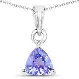 0.75 ct. Genuine Tanzanite .925 Sterling Silver Pendant