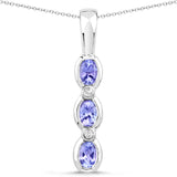 0.54 Carat Genuine Tanzanite and White Topaz .925 Sterling Silver Pendant