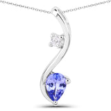 0.41 Carat Genuine Tanzanite and White Topaz .925 Sterling Silver Pendant