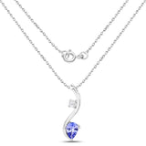 0.41 Carat Genuine Tanzanite and White Topaz .925 Sterling Silver Pendant