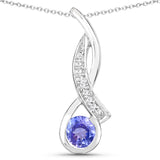0.52 Carat Genuine Tanzanite and White Topaz .925 Sterling Silver Pendant