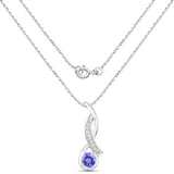 0.52 Carat Genuine Tanzanite and White Topaz .925 Sterling Silver Pendant