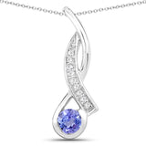 0.28 Carat Genuine Tanzanite and White Topaz .925 Sterling Silver Pendant
