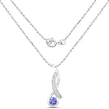 0.28 Carat Genuine Tanzanite and White Topaz .925 Sterling Silver Pendant