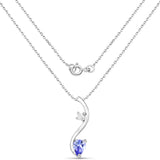 0.32 Carat Genuine Tanzanite and White Topaz .925 Sterling Silver Pendant