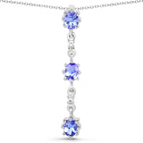 1.03 Carat Genuine Tanzanite and White Topaz .925 Sterling Silver Pendant