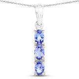1.32 Carat Genuine Tanzanite .925 Sterling Silver Pendant