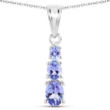 1.25 Carat Genuine Tanzanite .925 Sterling Silver Pendant