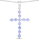 2.09 Carat Genuine Tanzanite .925 Sterling Silver Pendant