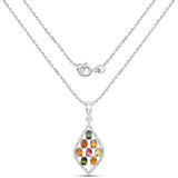 1.64 ct. Genuine Multi Tourmaline and White Zircon .925 Sterling Silver Pendant