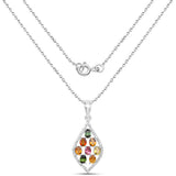 1.64 Carat Genuine Multi Tourmaline and White Zircon .925 Sterling Silver Pendant