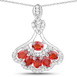 1.53 Carat Genuine Orange Sapphire and White Zircon .925 Sterling Silver Pendant